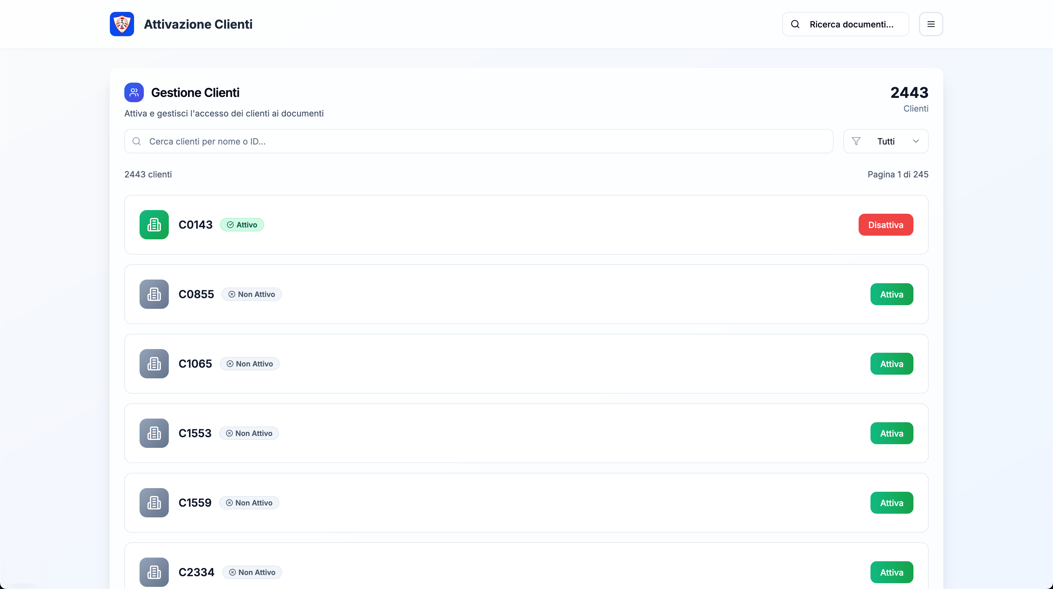 Attivazione e gestione clienti