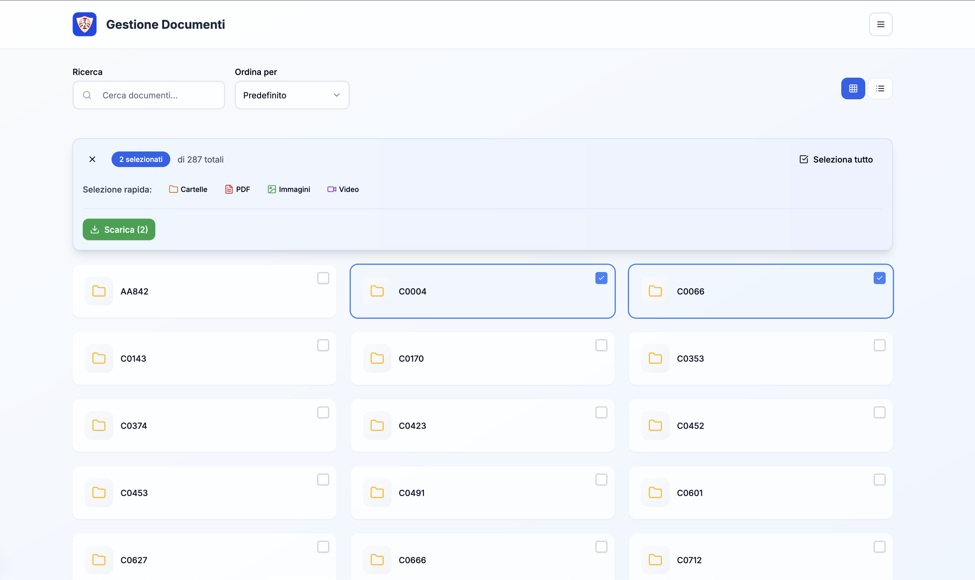 Selezione multipla e azioni