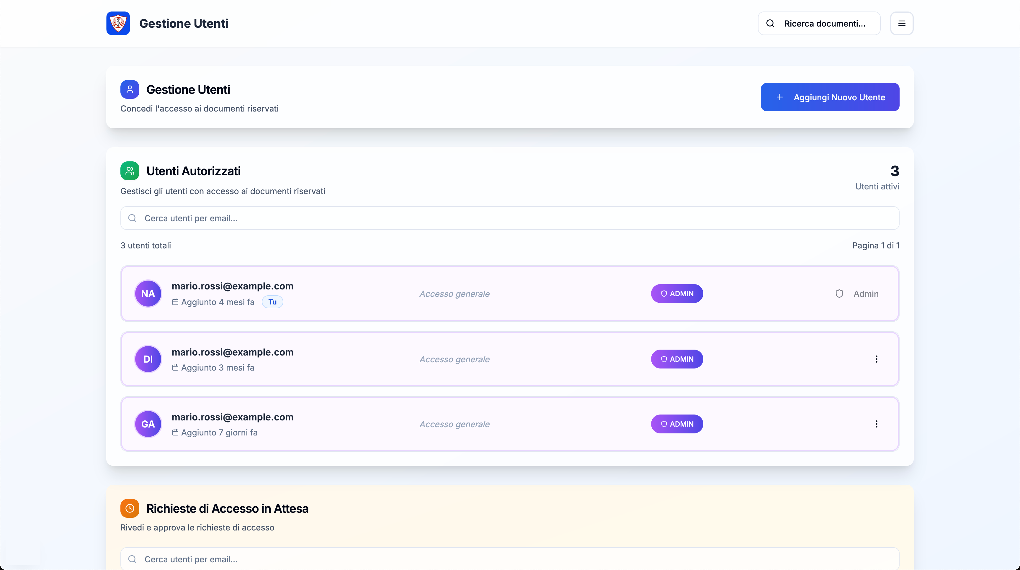 Gestione utenti con ruoli e permessi